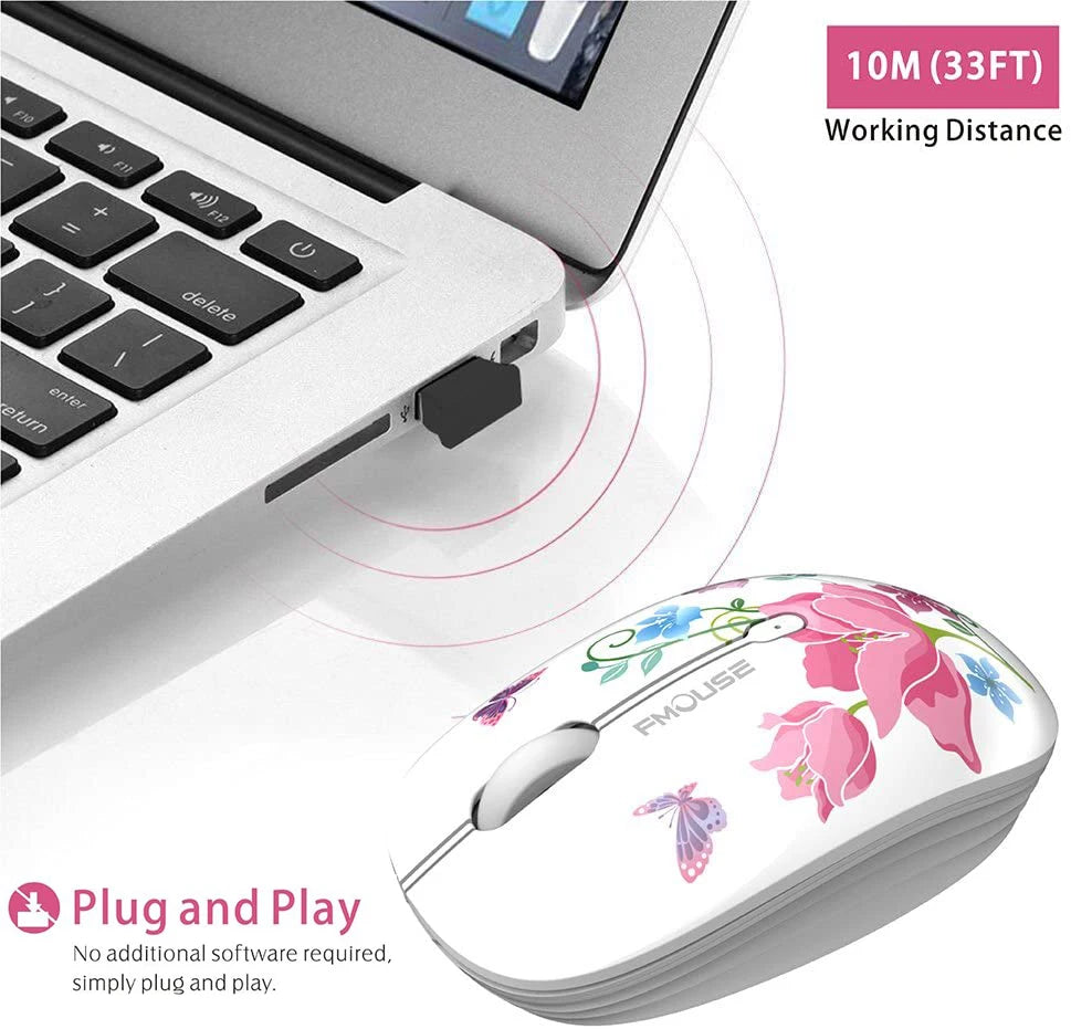 M101 Cute Wireless Mouse 2.4GHz | Silent Optical Mouse for Laptop & MacBook