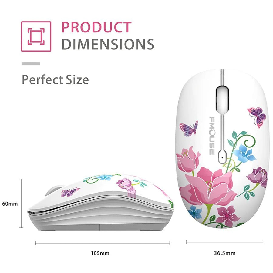 M101 Cute Wireless Mouse 2.4GHz | Silent Optical Mouse for Laptop & MacBook