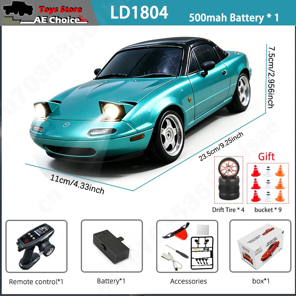 LDRC LD1804 1/18 RC Drift Car with ESP Gyroscope & LED Lights