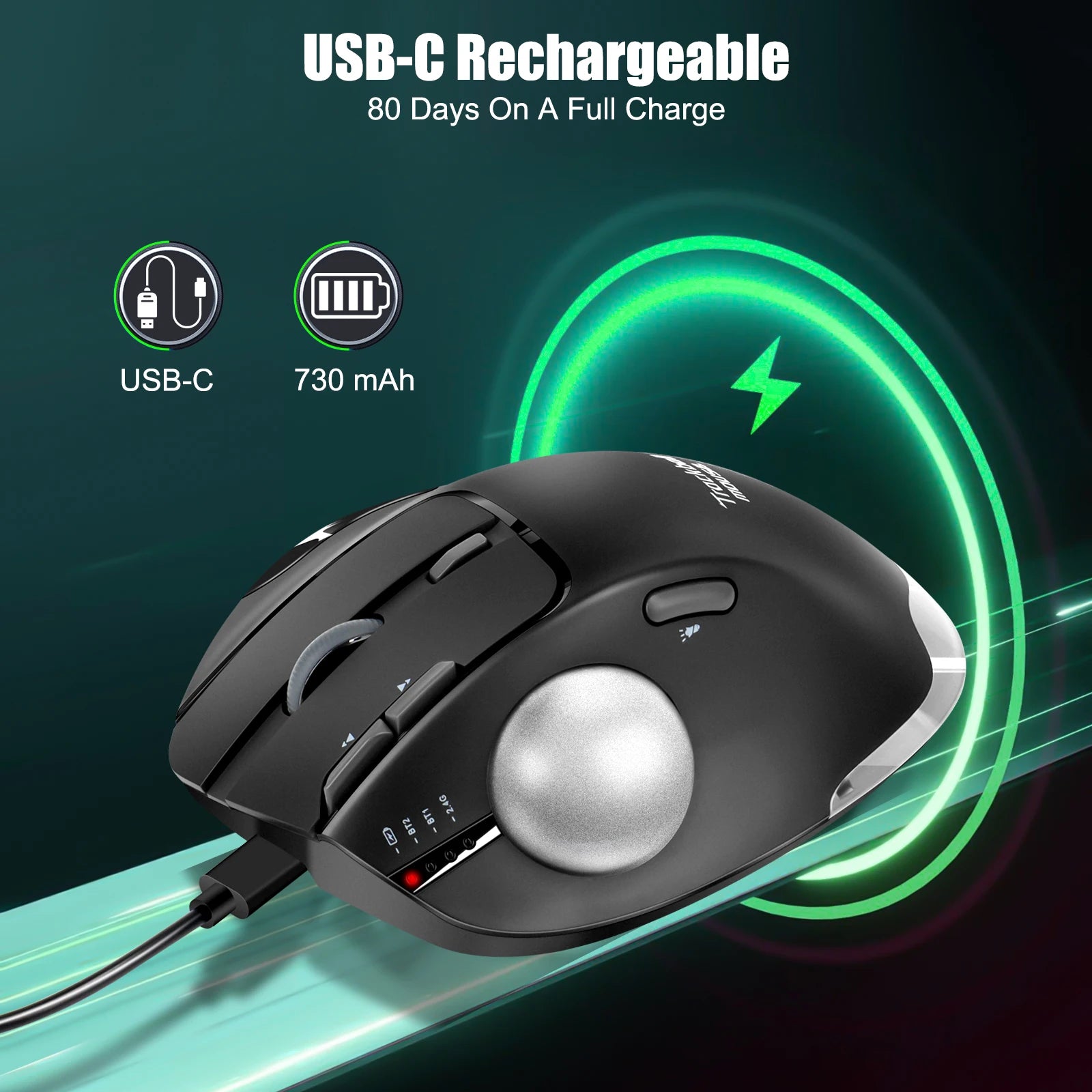 Lefon Wireless Ergonomic Mouse | Trackball & Gaming | Tri-Mode Bluetooth & 2.4GHz