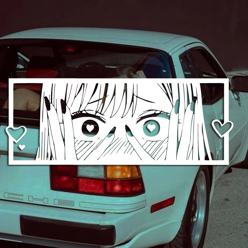 Shy Anime Girl with Love Eyes JDM Vinyl Sticker Decal