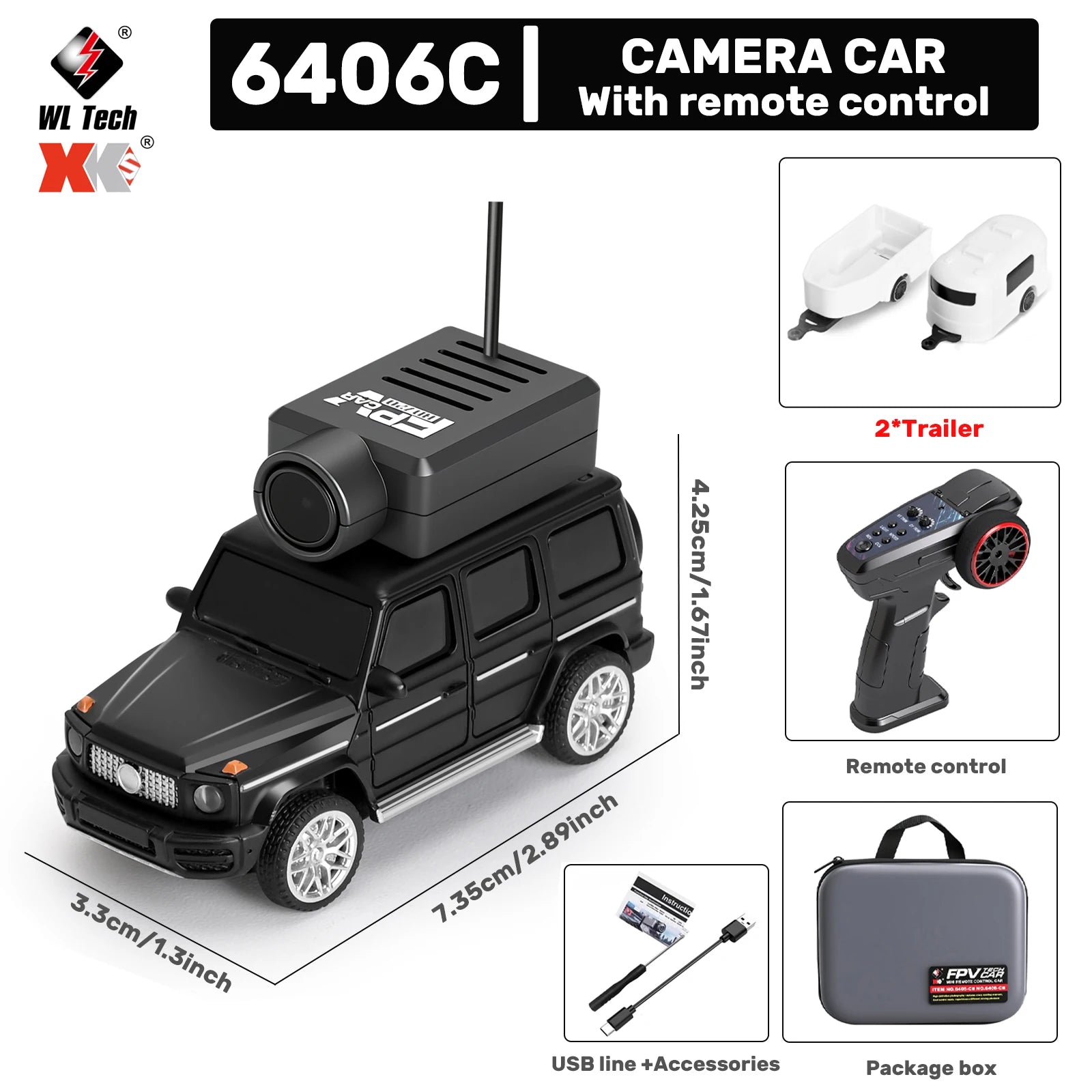 WLtoys 1/64 Mini RC Car with 720P FPV Camera WiFi App Control 2.4G Remote Control Racing Vehicle Toy for Children (6405 / 6406)
