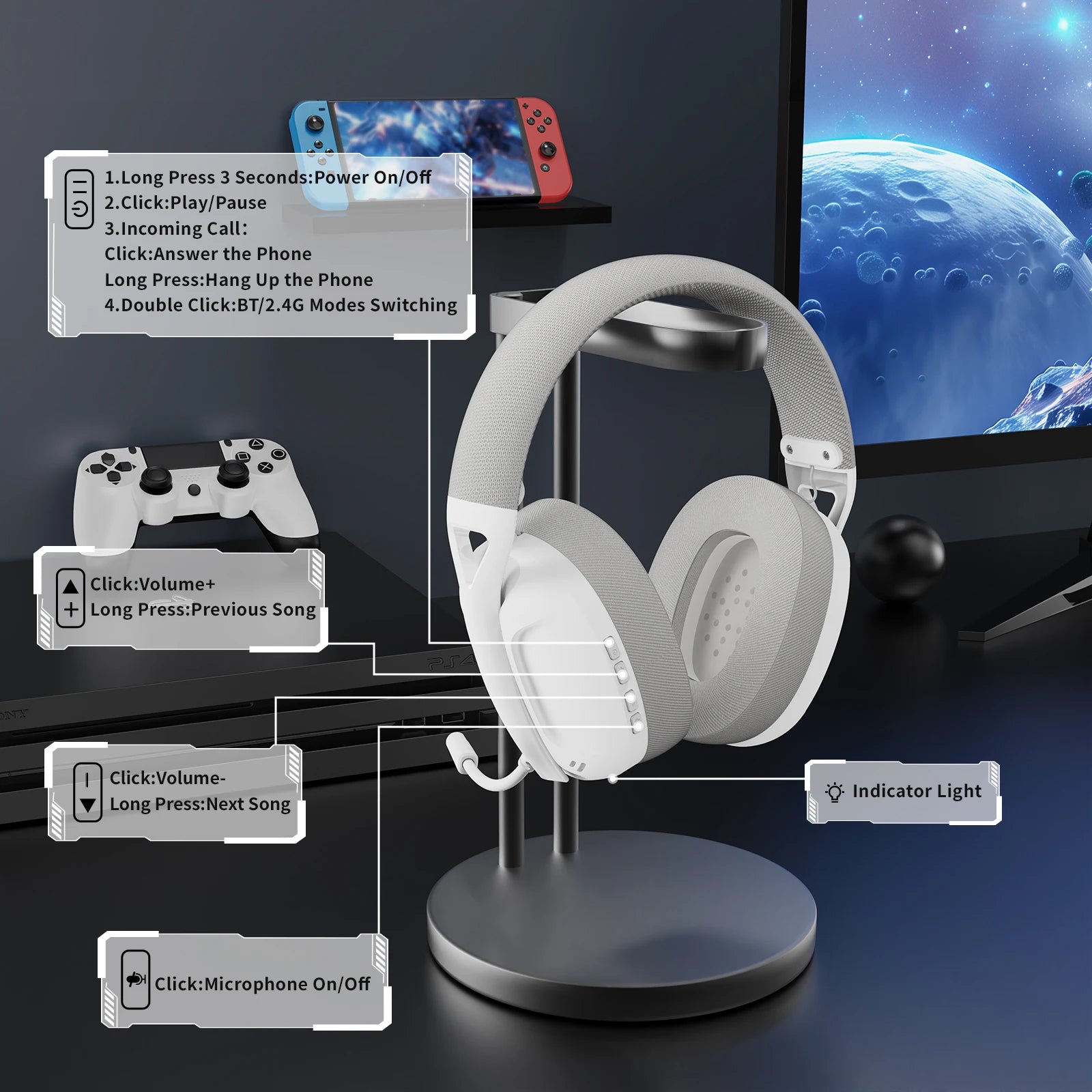 Attack Shark L80 Ultra-Light Tri-Mode Gaming Headset