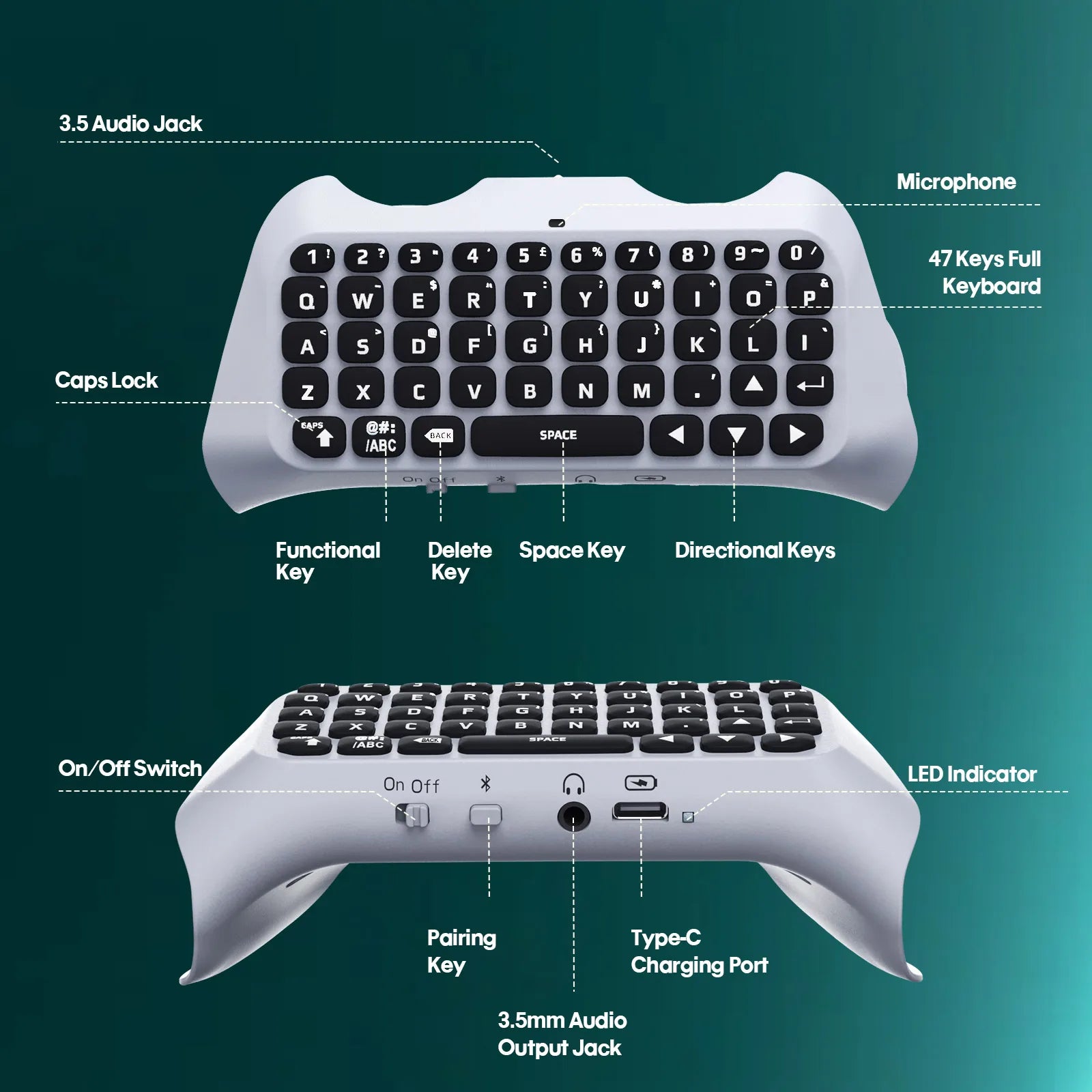 PS5 Controller Chatpad Keyboard with Backlight