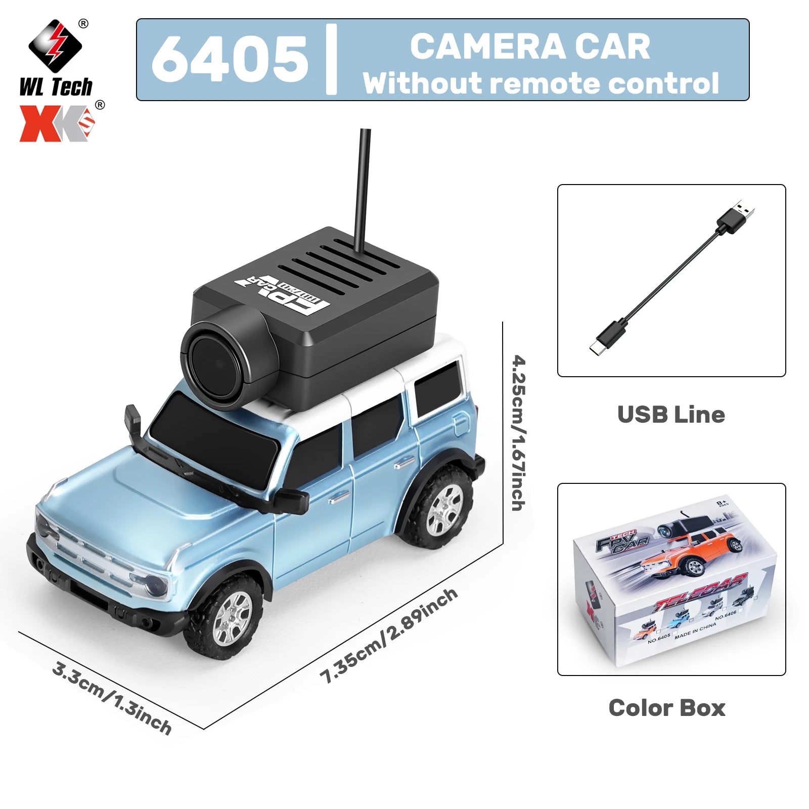 WLtoys 1/64 Mini RC Car with 720P FPV Camera WiFi App Control 2.4G Remote Control Racing Vehicle Toy for Children (6405 / 6406)
