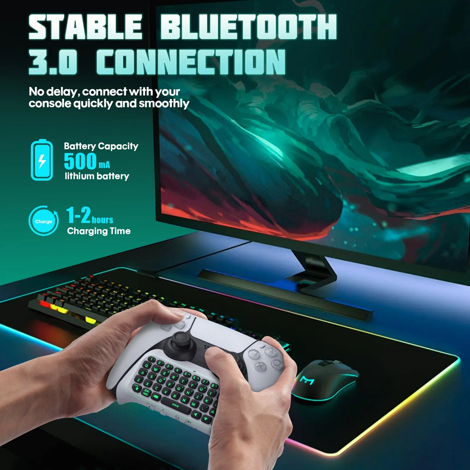 PS5 Controller Chatpad Keyboard with Backlight