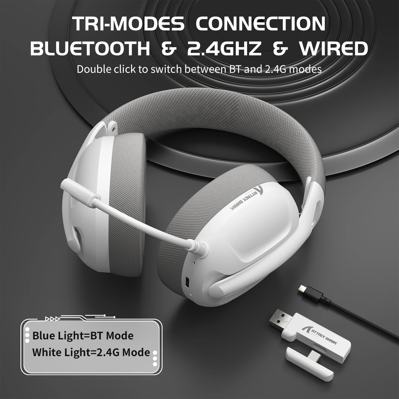 Attack Shark L80 Ultra-Light Tri-Mode Gaming Headset