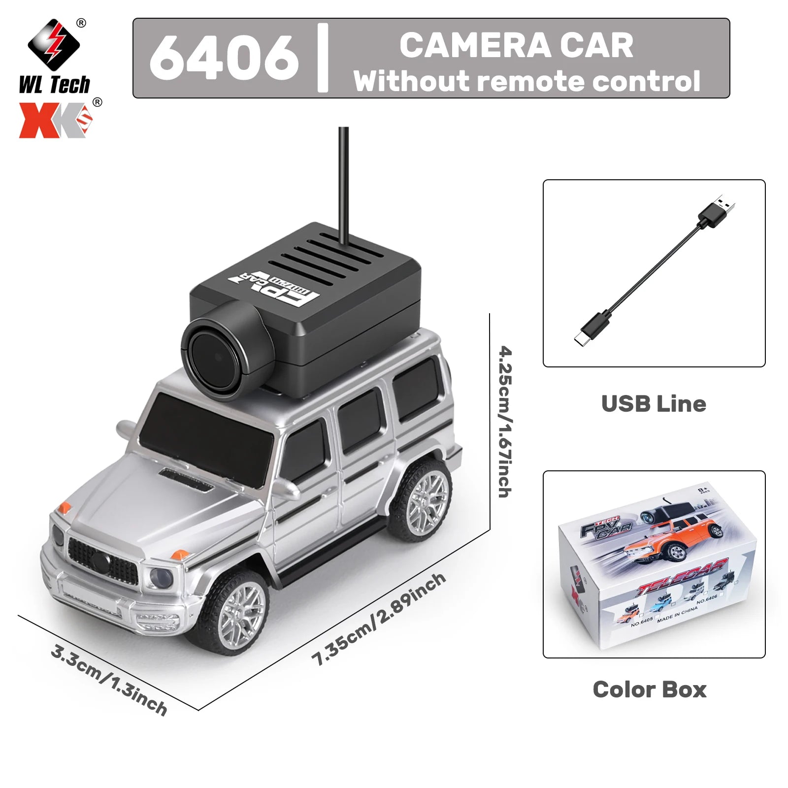 WLtoys 1/64 Mini RC Car with 720P FPV Camera WiFi App Control 2.4G Remote Control Racing Vehicle Toy for Children (6405 / 6406)