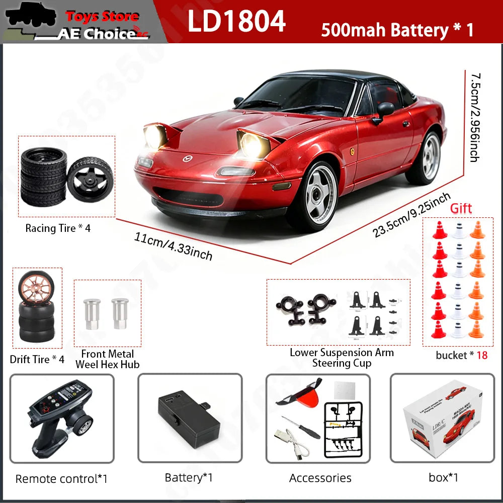 LDRC LD1804 1/18 RC Drift Car with ESP Gyroscope & LED Lights