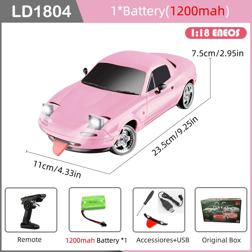 LDRC LD1804 1/18 RC Drift Car with ESP Gyroscope & LED Lights