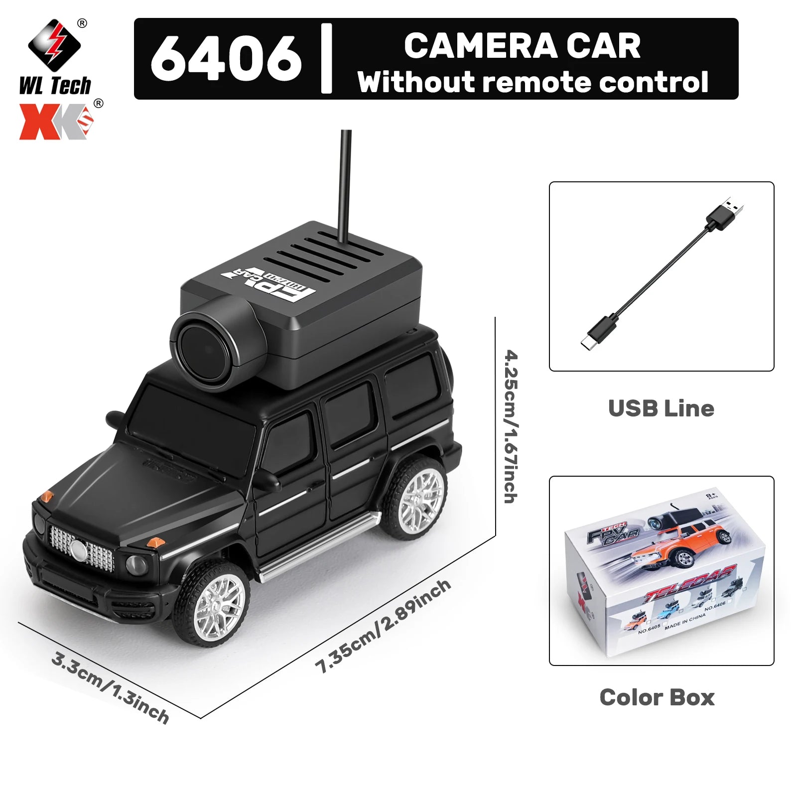 WLtoys 1/64 Mini RC Car with 720P FPV Camera WiFi App Control 2.4G Remote Control Racing Vehicle Toy for Children (6405 / 6406)