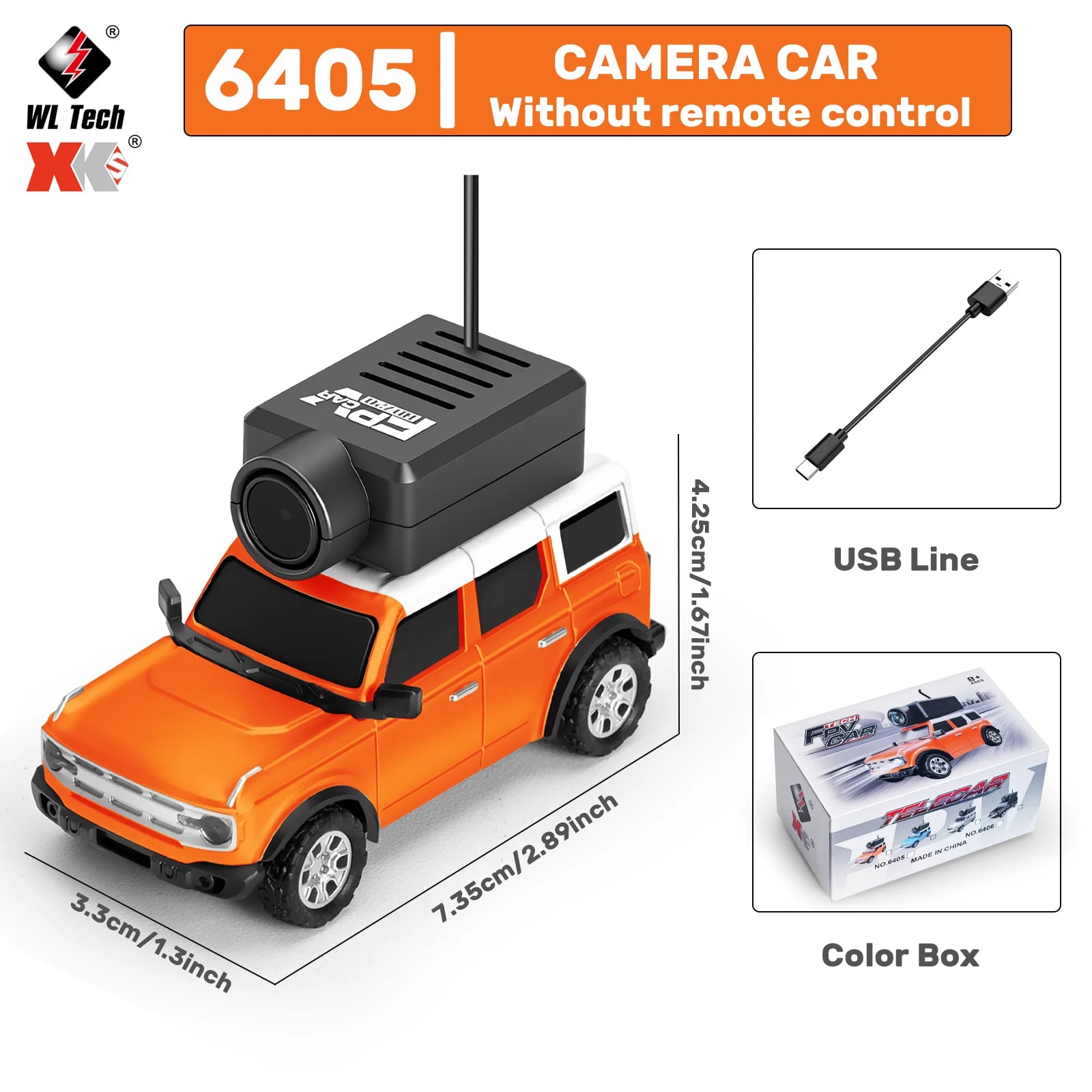 WLtoys 1/64 Mini RC Car with 720P FPV Camera WiFi App Control 2.4G Remote Control Racing Vehicle Toy for Children (6405 / 6406)