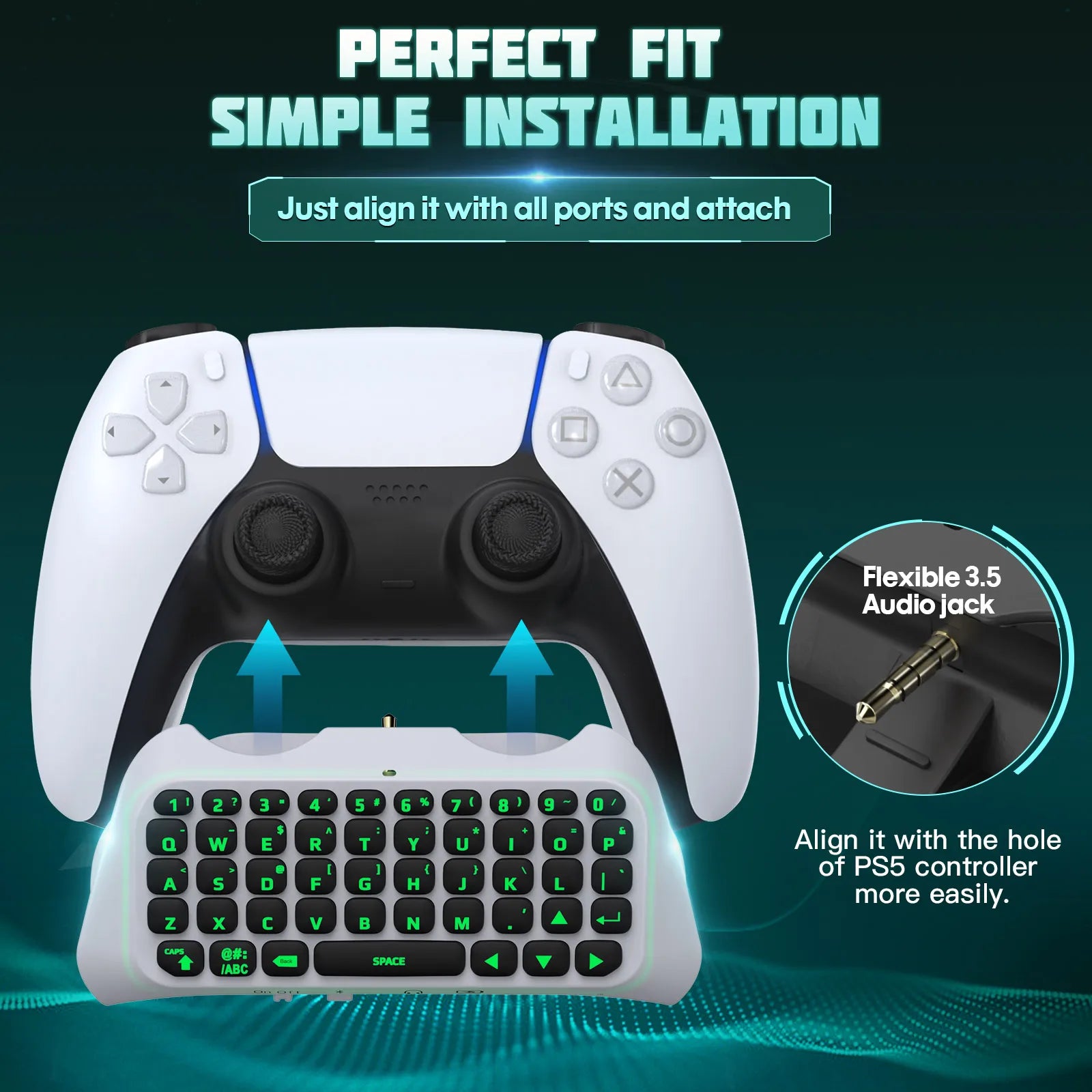 PS5 Controller Chatpad Keyboard with Backlight