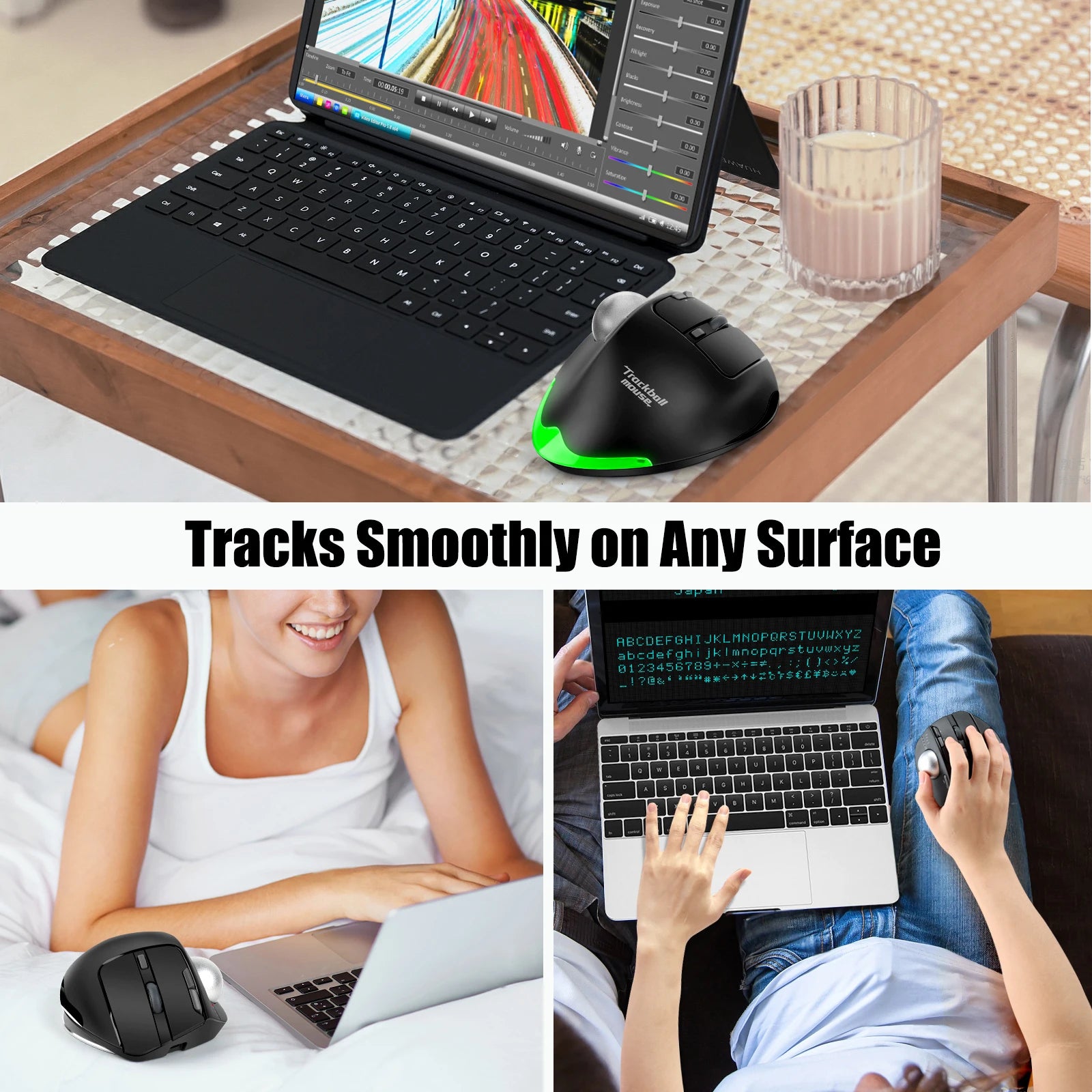 Lefon Wireless Ergonomic Mouse | Trackball & Gaming | Tri-Mode Bluetooth & 2.4GHz