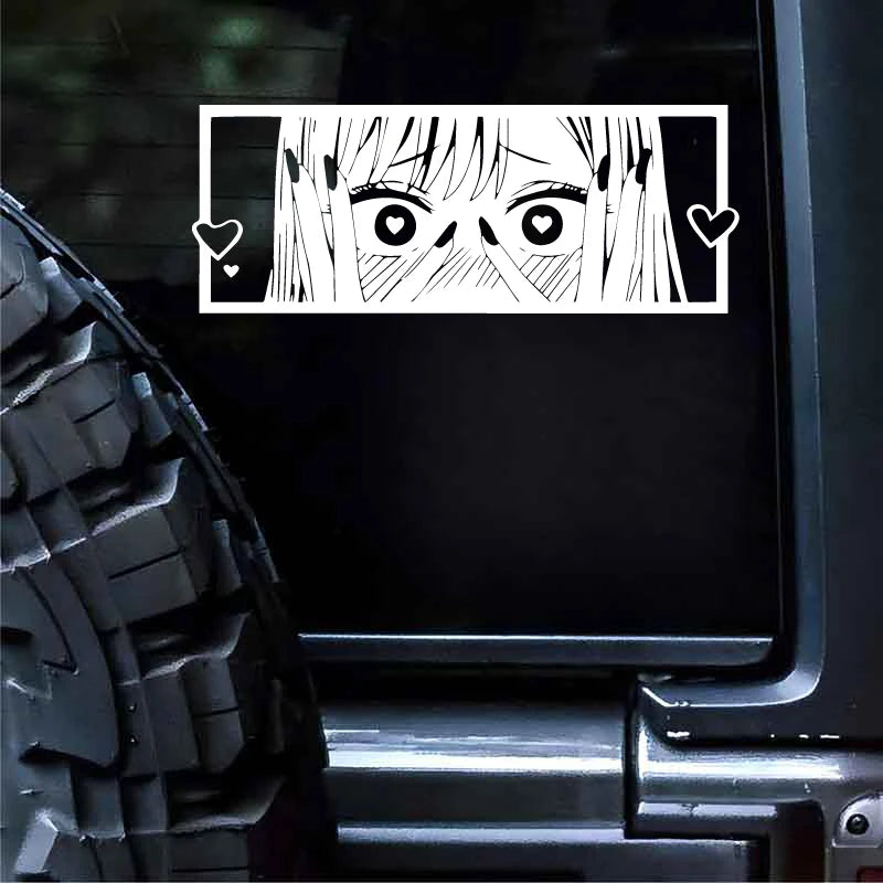 Shy Anime Girl with Love Eyes JDM Vinyl Sticker Decal