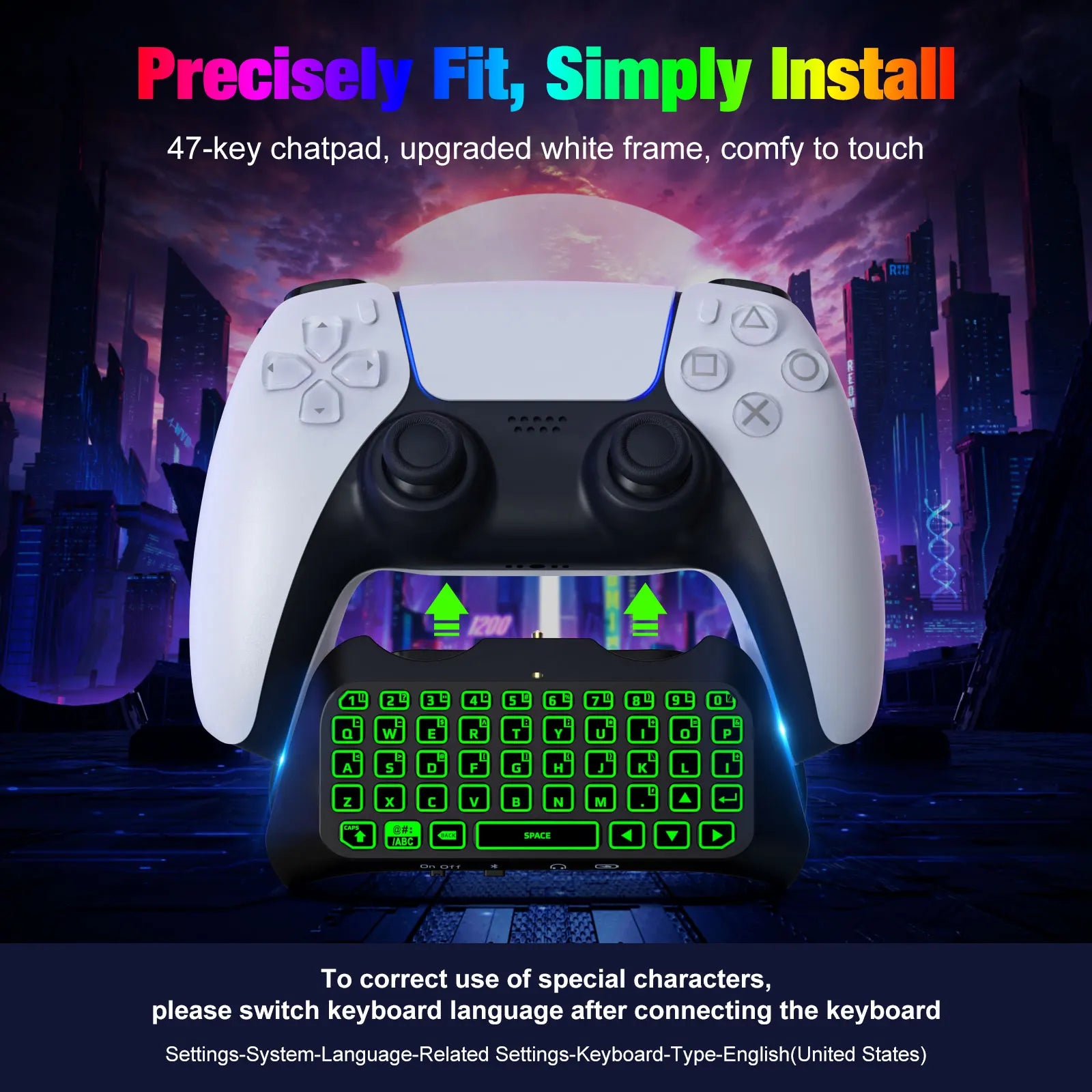 MoKo RGB Backlight Keyboard for PS5 Controller