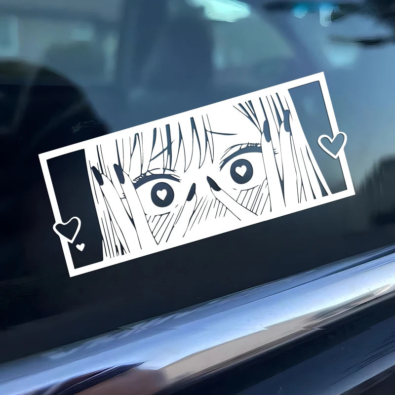 Shy Anime Girl with Love Eyes JDM Vinyl Sticker Decal