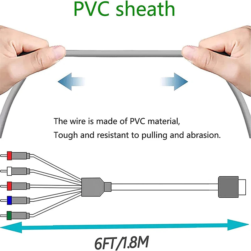 Nintendo Wii / Wii U Component AV Cable 6ft (1.8m) | 1080i / 720p HD
