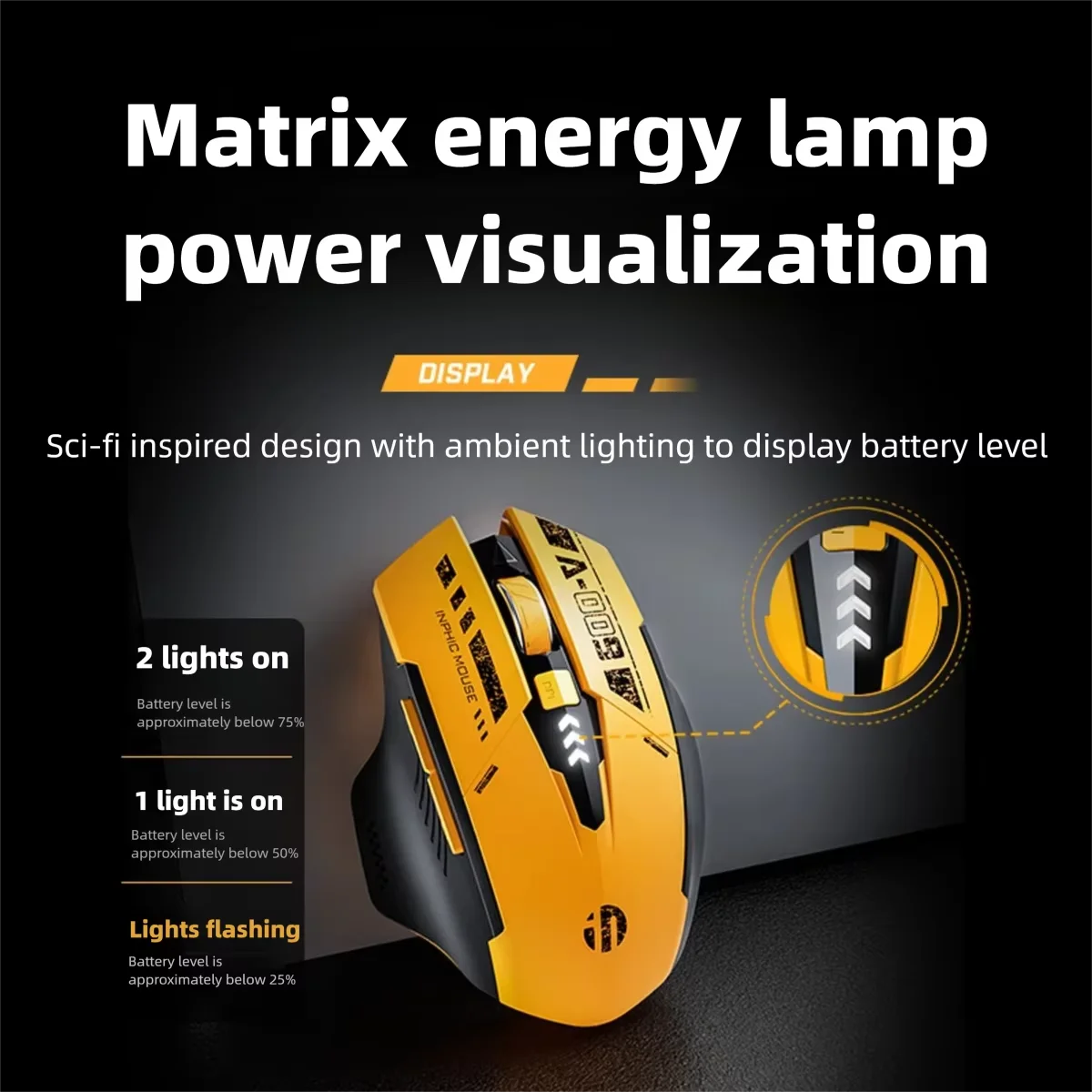 Inphic A9 V2 Wireless Gaming Mouse | 12800 DPI | Tri-Mode Bluetooth & 2.4GHz