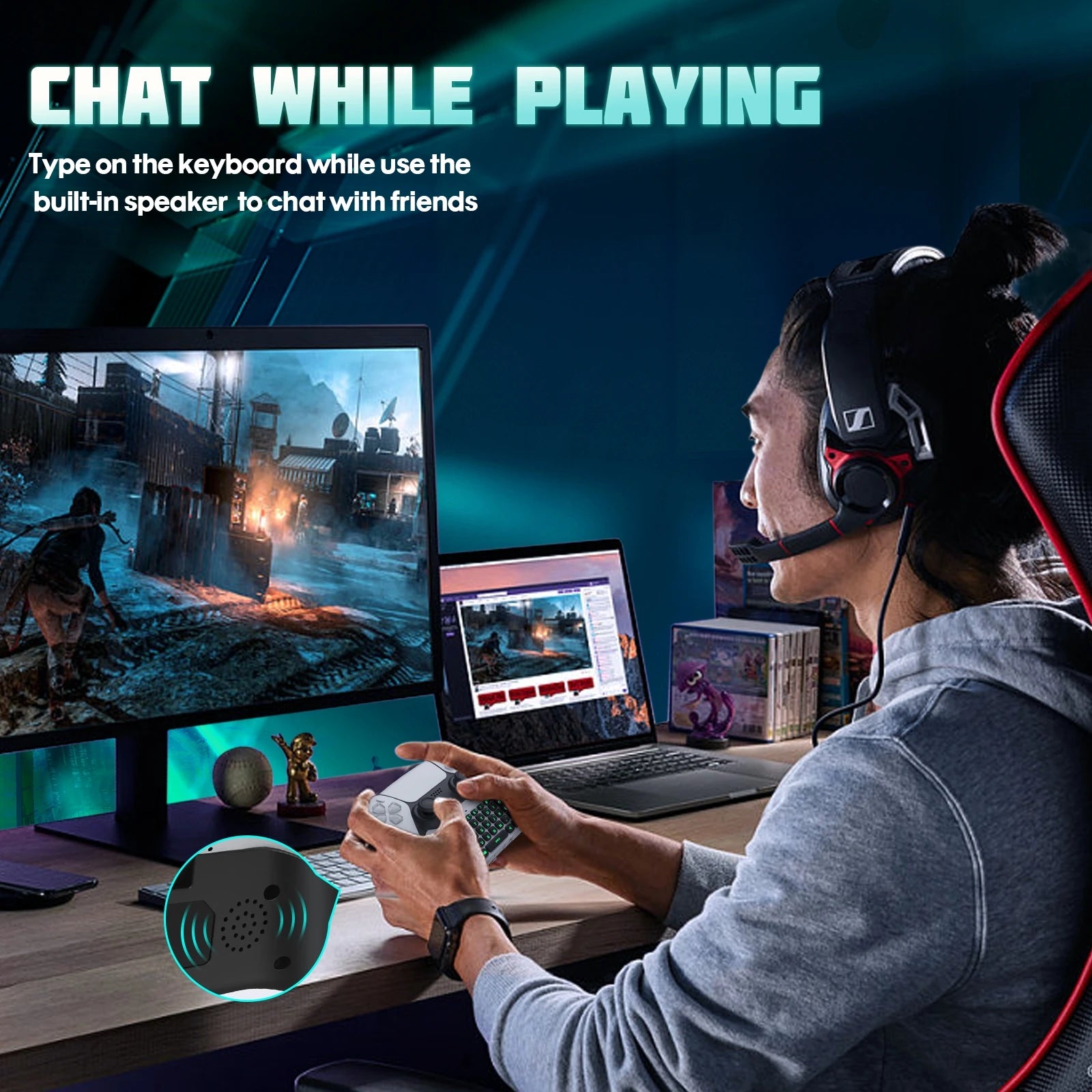 PS5 Controller Chatpad Keyboard with Backlight