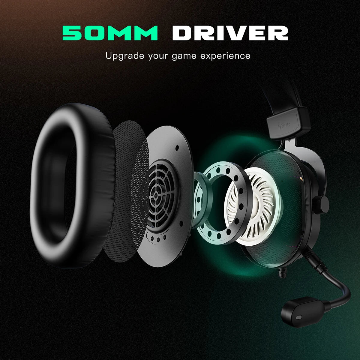 Fifine RGB Gaming Headset with 7.1 Surround Sound & Detachable Mic