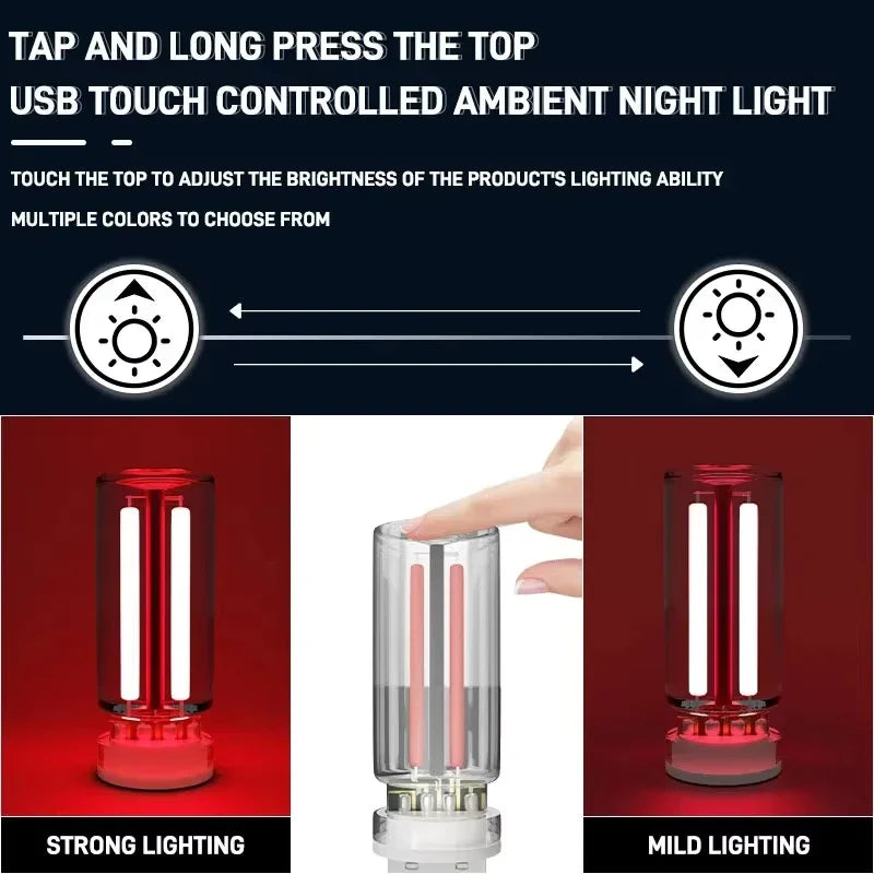 Touch Dimmable USB LED Filament Night Light for Car & Bedroom