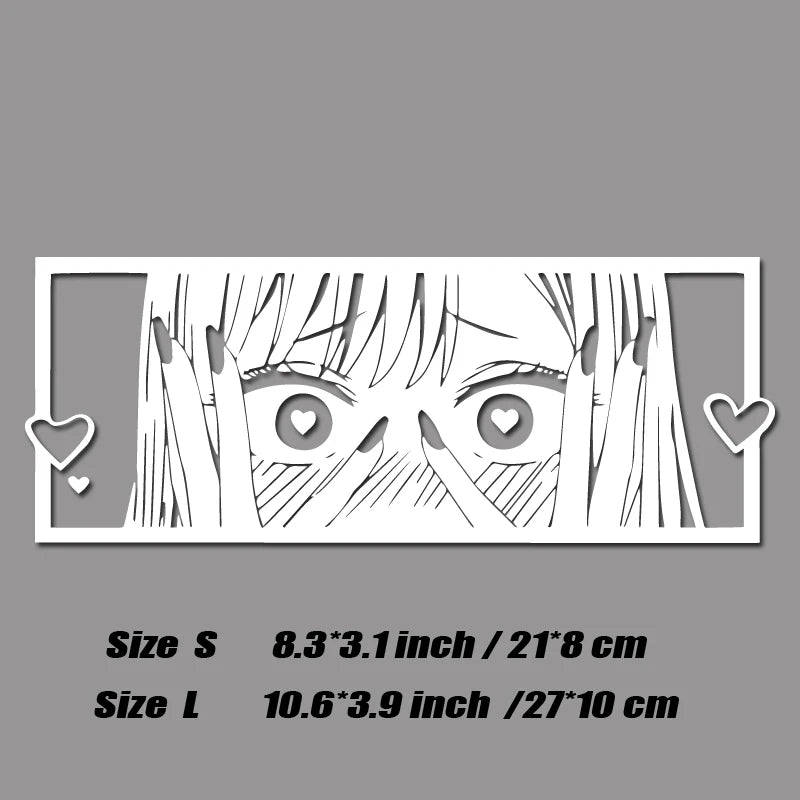 Shy Anime Girl with Love Eyes JDM Vinyl Sticker Decal