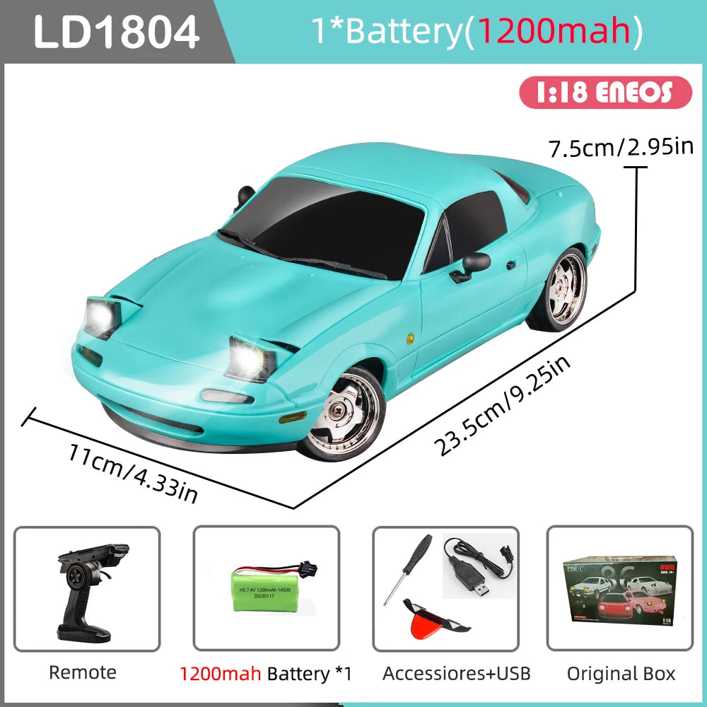 LDRC LD1804 1/18 RC Drift Car with ESP Gyroscope & LED Lights