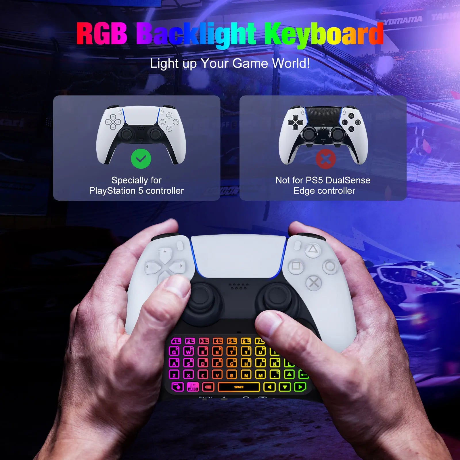 MoKo RGB Backlight Keyboard for PS5 Controller