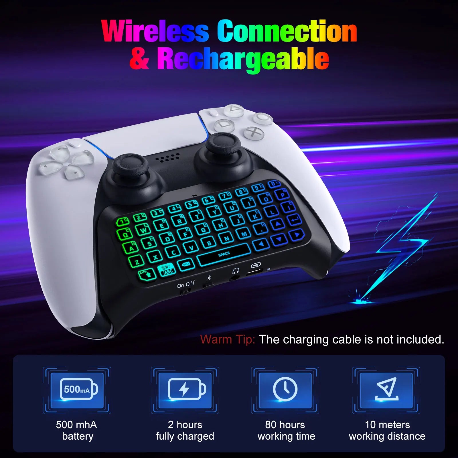 MoKo RGB Backlight Keyboard for PS5 Controller