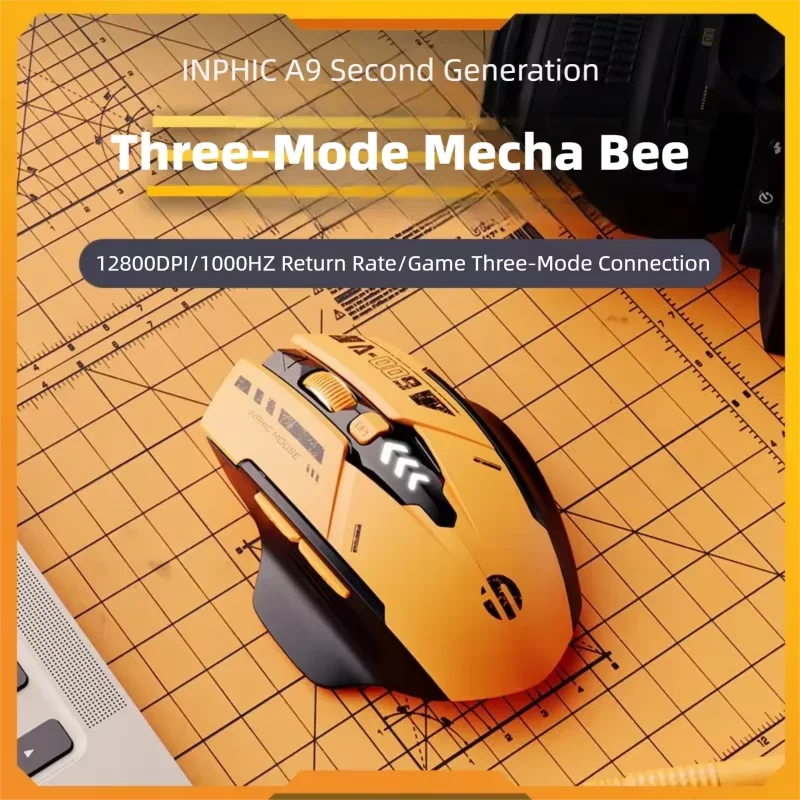 Inphic A9 V2 Wireless Gaming Mouse | 12800 DPI | Tri-Mode Bluetooth & 2.4GHz