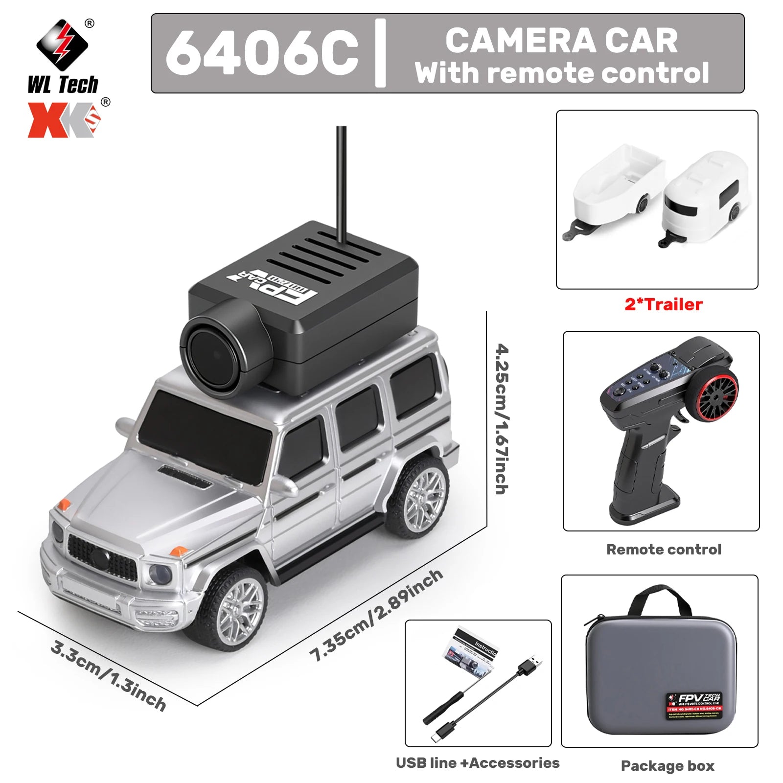 WLtoys 1/64 Mini RC Car with 720P FPV Camera WiFi App Control 2.4G Remote Control Racing Vehicle Toy for Children (6405 / 6406)