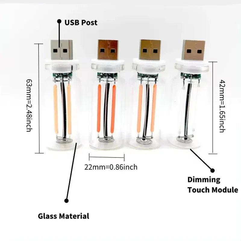 Touch Dimmable USB LED Filament Night Light for Car & Bedroom