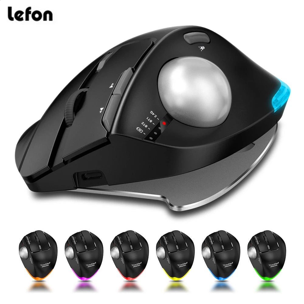 Lefon Wireless Ergonomic Mouse | Trackball & Gaming | Tri-Mode Bluetooth & 2.4GHz