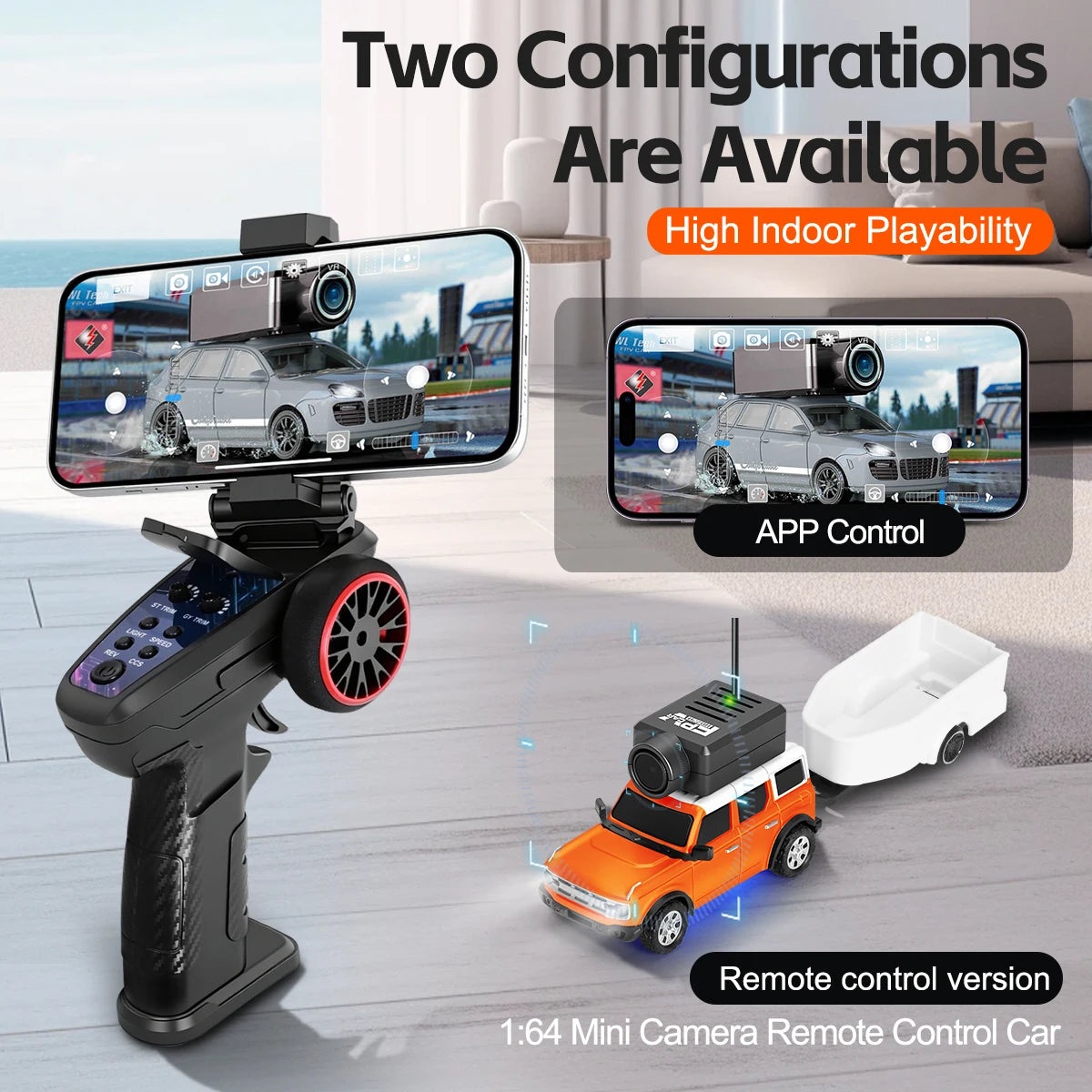 WLtoys 1/64 Mini RC Car with 720P FPV Camera WiFi App Control 2.4G Remote Control Racing Vehicle Toy for Children (6405 / 6406)